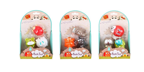 3 water spray animals (3 mixed) plastic enamel toys