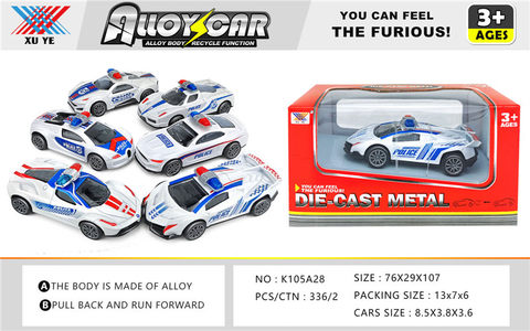 1:50 alloy return force police car model alloy car toy (single Zhuang)