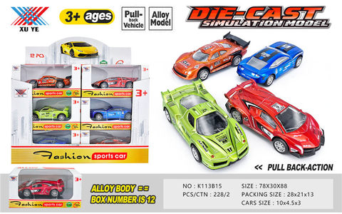 1:40 alloy car return force alloy car toy (12 pieces)