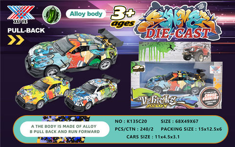 1:36 graffiti alloy return car (1 pack) alloy car toy