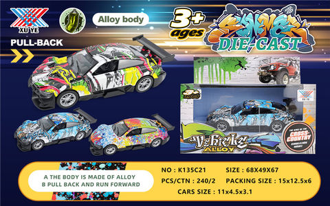 1:36 graffiti alloy return car (1 pack) alloy car toy