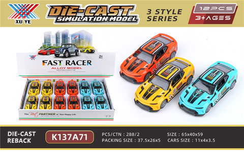 1:36 alloy return car mold (12 pieces) alloy car toy