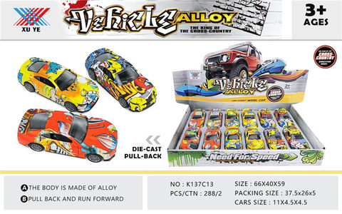 1:36 graffiti alloy return car (12 pieces) alloy car toy