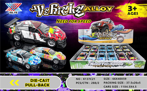 1:36 alloy watermark back racing car (12 pieces) alloy car toy
