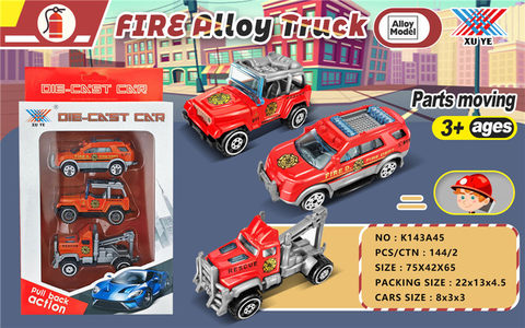 1:50 alloy taxiing fire truck (3 pieces) alloy car toy