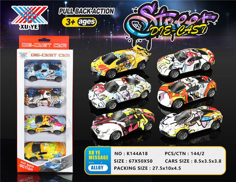 1:50 alloy car model return force (4 pieces) alloy car toy