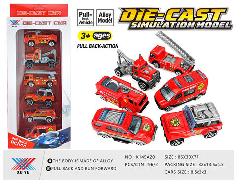 1:50 alloy fire engine (6 pieces) alloy car toy