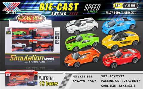 1:50 alloy return car mold (12 pieces) alloy car toy