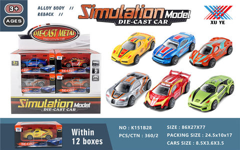 1:50 alloy return car mold (12 pieces) alloy car toy