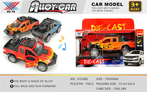 1:32 alloy car return force to open the door, lights, music, alloy car toys (1 pack)