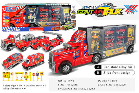 Accept large container truck carrying alloy fire engine alloy car toys