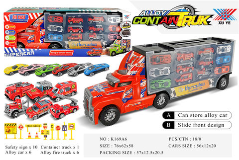 Accept large container truck carrying alloy fire engine alloy car alloy car toy