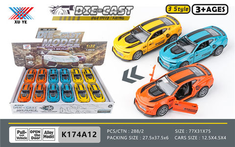 1:32 alloy return car mold open the door alloy car toy (12 pieces)