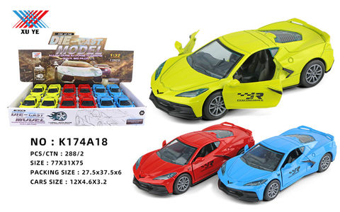 1:32 alloy return car mold open the door alloy car toy (12 pieces)