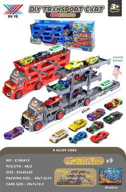 DIY stickers for folding container trucks with alloy car toys (8 alloy cars, 9 road signs, 1 map)