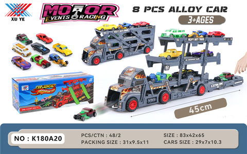Folding container truck DIY sticker with alloy car toys (8 alloy cars)