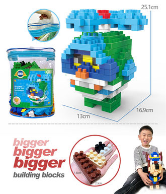 Polly police car-HELI helicopter large particle building block toys educational building block toys (204PCS)