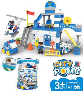The city police are compatible with Lego granule building block toys (81PCS).