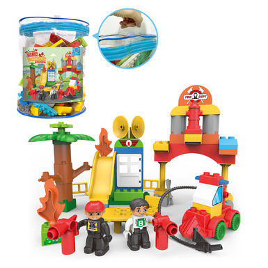 Fire station compatible with Lego granule building block toys (59PCS)