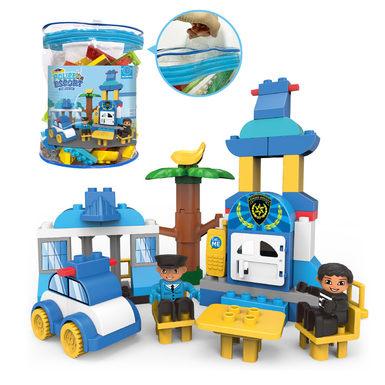 The small town police are compatible with Lego granule building block toys and educational building block toys (56PCS)