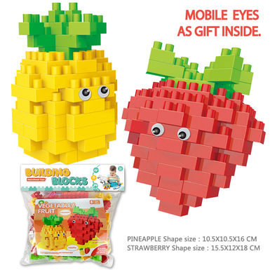 Pineapple + strawberry large particle building block toys puzzle building block toys (155PCS)