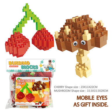 Mushroom + cherry big granule building block toys puzzle building block toys (152PCS)