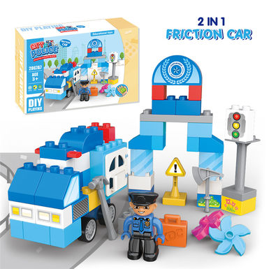 Police (inertia car) compatible with Lego building toys educational building block toys (52PCS)