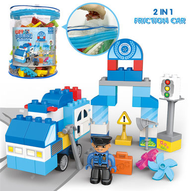 Police (inertia car) compatible with Lego building toys educational building block toys (52PCS)
