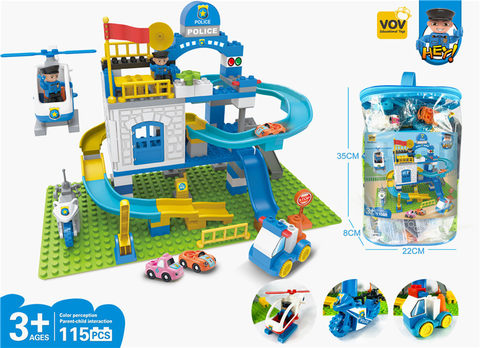 Police track compatible Lego large particle building block toys educational building block toys (115PCS)