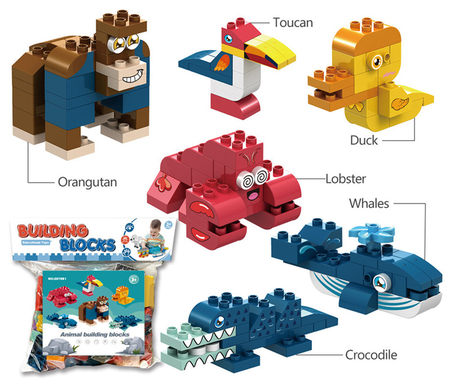 Variety of animals compatible with Lego large particle building block toys puzzle building block toys (119PCS)