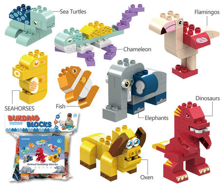 Variety of animals compatible with Lego large particle building block toys puzzle building block toys (142PCS)