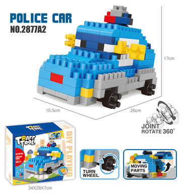 Police car big particle building block toy educational building block toy (174PCS)