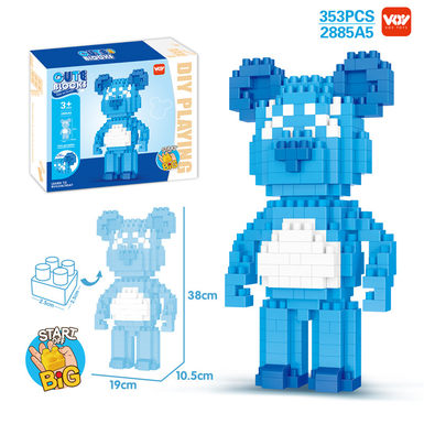 DIY blue violent bear big particles puzzle building block toys (353PCS)