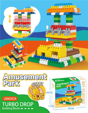 Yizhi assembly colorful amusement park-jumping machine large particle building blocks puzzle building block toys (175PCS)