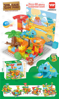 Puzzle assembled dinosaur triceratops slide building block toy (62PCS)