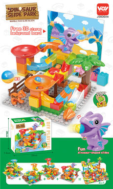 Puzzle assembling dinosaur raptor slide building block toy (60PCS)