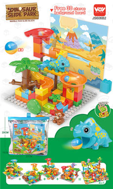 Puzzle assembled dinosaur triceratops slide building block toy (62PCS)