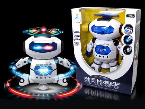 Electric robot dances in concert with lights (Chinese)