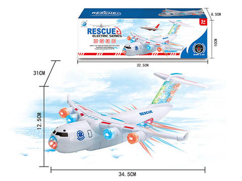 Electric universal, 8 flashing lights + music transport aircraft, rescue aircraft (two-color mixed)