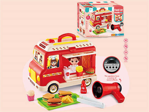 Universal storage fast food truck with enlarged loudspeaker