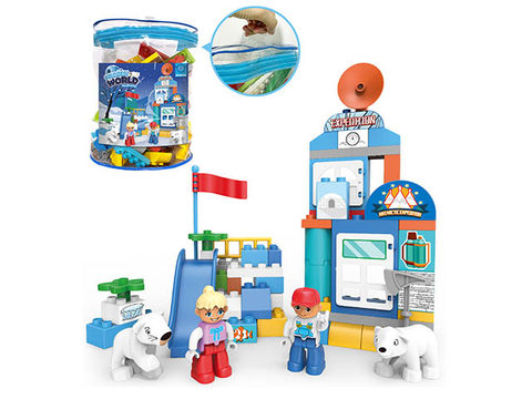 North and South Poles are compatible with Lego large granular Building blocks (64CS)
