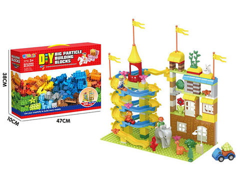 300-particle track amusement park building blocks +2 pieces of 16 *16 base plates
