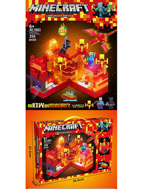 My World-Lava Cave scene with Lighting large Building Block set (356 PCS)