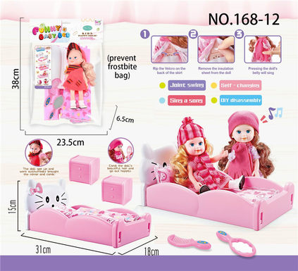 KT bed + 9-inch sound doll + comb / mirror