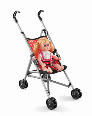 Stroller (plastic) with 14 dolls