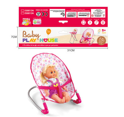 Baby rocking chair +14 dolls
