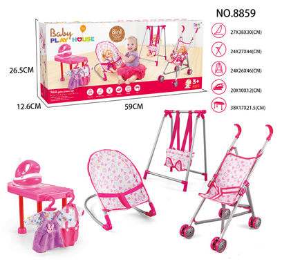 Combination of four-piece sets (iron trolley, swing, rocking chair, ironing board)
