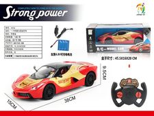 1:10四通遥控仿真法拉利带七彩灯光钢铁侠 遥控玩具