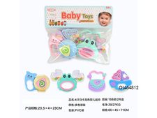 4只马卡龙色婴儿摇铃