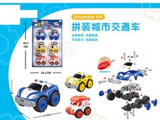 警车的士 120 拼装车3款混装 益智玩具